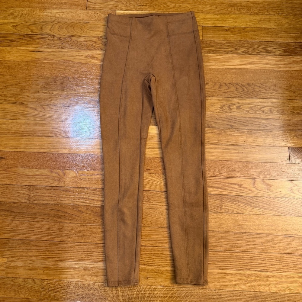 Spanx Faux Suede Leggings in Rich Caramel - Size Small